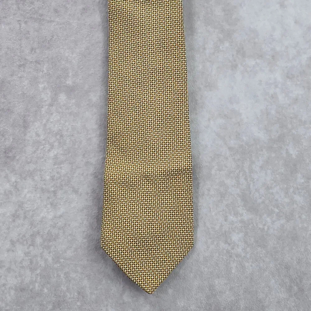 Brook Brothers Makers Gold Brown Weave Geometric Executive Neck Tie Men's